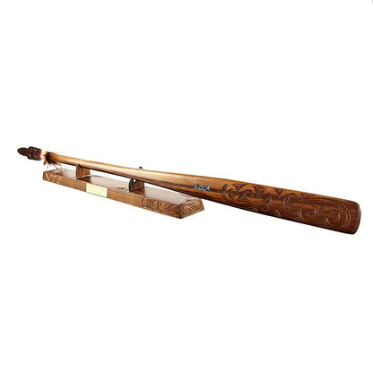 Full Size Maori Carved Taiaha on Stand - ShopNZ