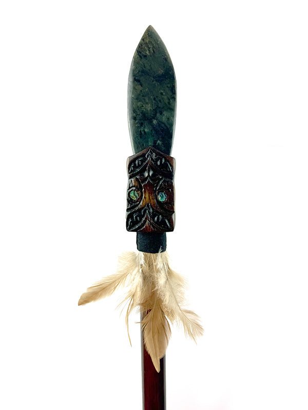 Full Size Maori Taiaha with Greenstone Tongue - ShopNZ