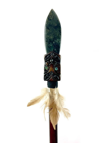 Full Size Maori Taiaha with Greenstone Tongue - ShopNZ