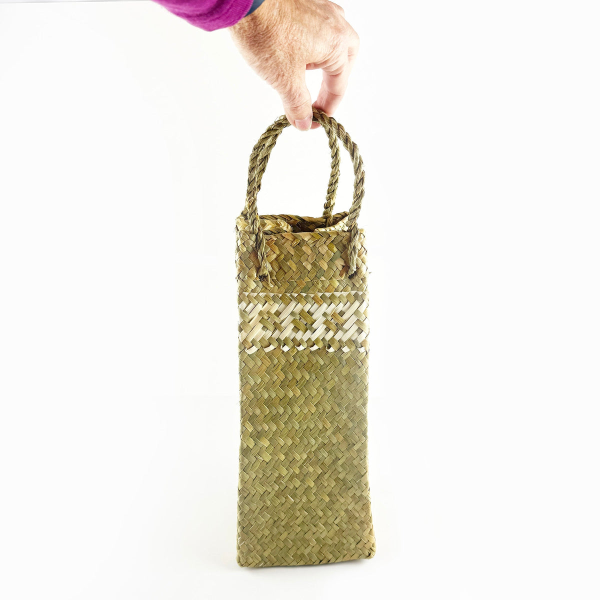 Full Size Wine Bottle Vietnamese Flax Bag - ShopNZ