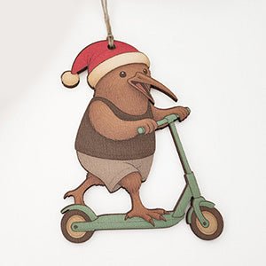 Fun Kiwi Santa on a Scooter Christmas Ornament - ShopNZ
