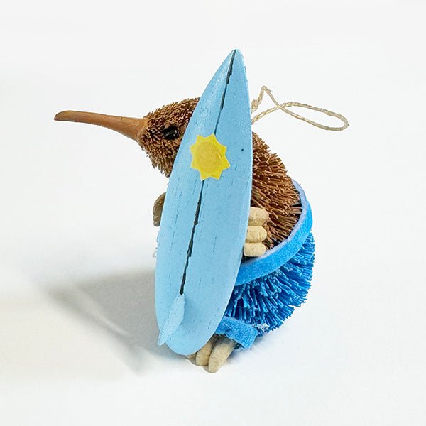 Fun NZ Brush Kiwi Bird Surfer Dude Christmas Ornament - ShopNZ