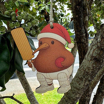 Fun Santa Kiwi Cricket Player Christmas Ornament - ShopNZ