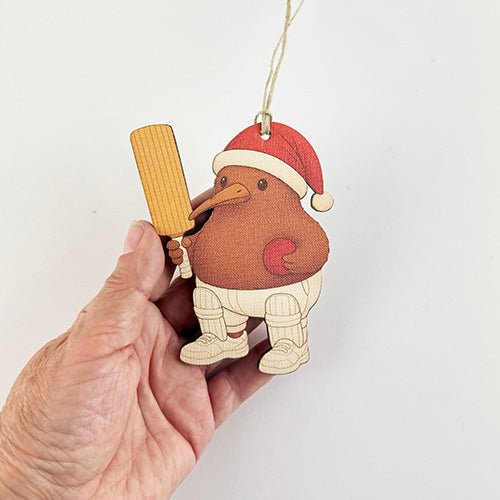 Fun Santa Kiwi Cricket Player Christmas Ornament - ShopNZ