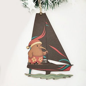 Fun Santa Kiwi Sailing Christmas Ornament - ShopNZ