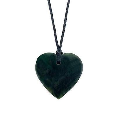 Genuine NZ Greenstone 30mm Heart Manawa Necklace - ShopNZ