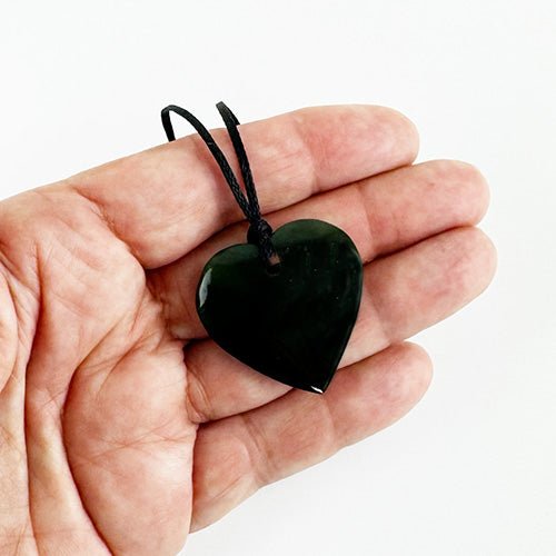 Genuine NZ Greenstone 30mm Heart Manawa Necklace - ShopNZ