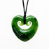 Genuine NZ Greenstone 4cm Heart Necklace with Two Koru - ShopNZ