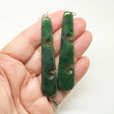 Genuine NZ Greenstone Drop Earrings with Cutout Koru - ShopNZ
