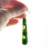 Genuine NZ Greenstone Drop Earrings with Cutout Koru - ShopNZ