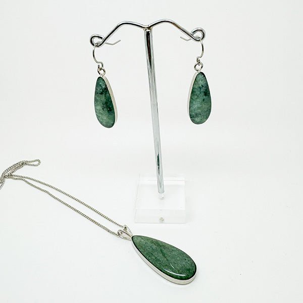 Genuine NZ Greenstone Drop Necklace and Earrings Set – ShopNZ