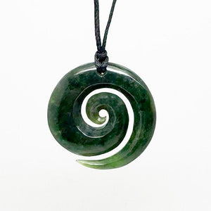 Genuine NZ Greenstone Maori Open Koru Necklace - ShopNZ