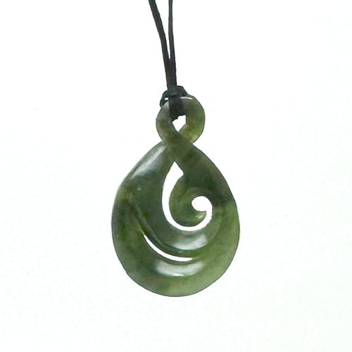 Genuine NZ Greenstone Maori Twist Necklace with Koru - ShopNZ