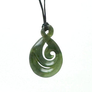 Genuine NZ Greenstone Maori Twist Necklace with Koru - ShopNZ