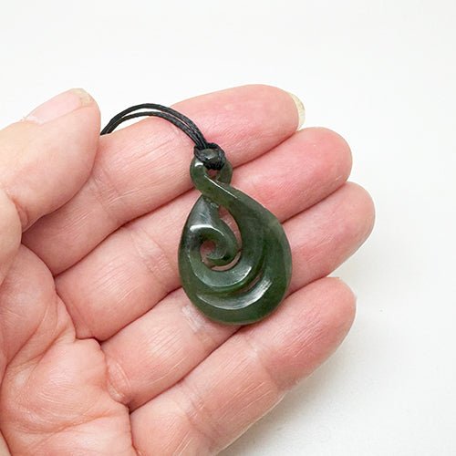 Genuine NZ Greenstone Maori Twist Necklace with Koru - ShopNZ