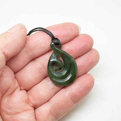 Genuine NZ Greenstone Maori Twist Necklace with Koru - ShopNZ