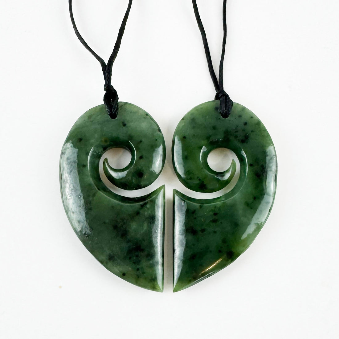 Genuine NZ Greenstone Split Heart Necklace - ShopNZ