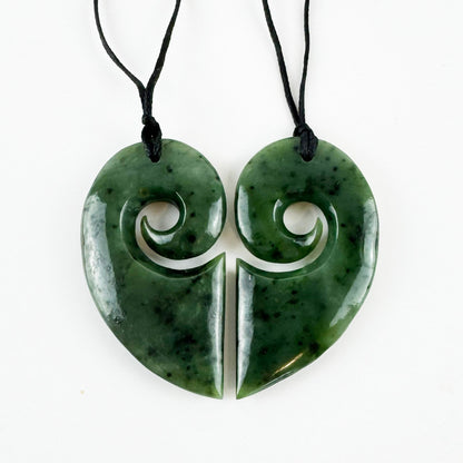 Genuine NZ Greenstone Split Heart Necklace - ShopNZ