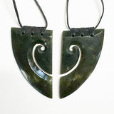 Genuine NZ Greenstone Split Heart Necklaces with Binding - ShopNZ