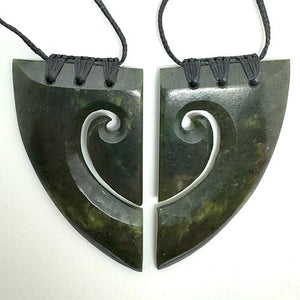 Genuine NZ Greenstone Split Heart Necklaces with Binding - ShopNZ