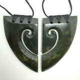 Genuine NZ Greenstone Split Heart Necklaces with Binding - ShopNZ