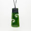 Genuine NZ Greenstone Toki Necklace with Two Cutout Koru