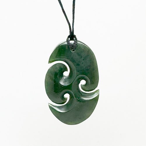 Genuine NZ Greenstone Triple Koru Necklace - ShopNZ