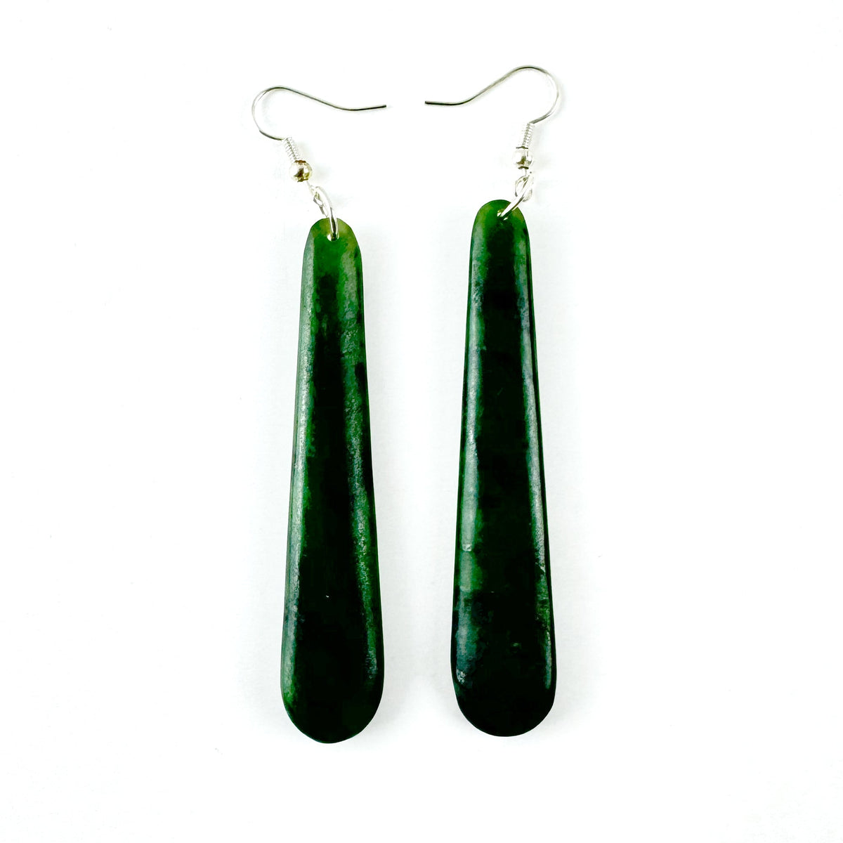 Genuine NZ Pounamu Greenstone 7cm Earrings - ShopNZ