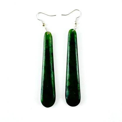 Genuine NZ Pounamu Greenstone 7cm Earrings - ShopNZ