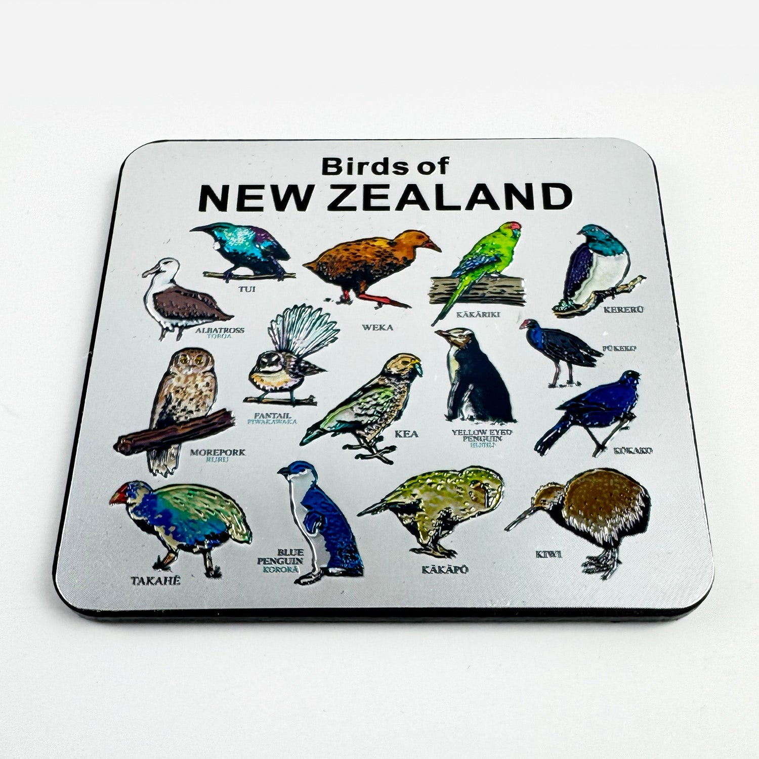 Gleaming Silver Birds of NZ Coasters Set of 6 - ShopNZ