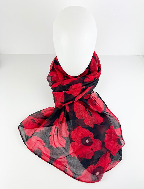 Gorgeous Black and Red ANZAC Poppy Scarf - ShopNZ