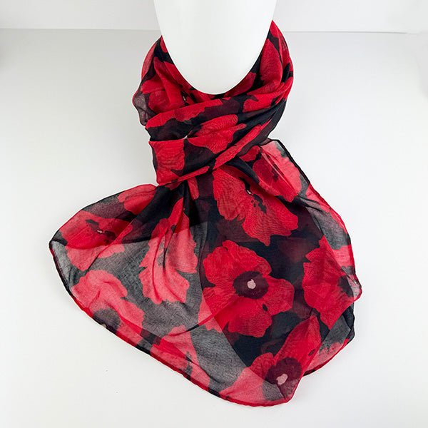 Gorgeous Black and Red ANZAC Poppy Scarf - ShopNZ