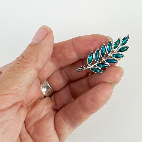 Gorgeous NZ Paua and Silver Fern Brooch - ShopNZ