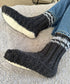 Grey NZ Slipper Socks with Sheepskin Sole - Warm and Comfy - ShopNZ