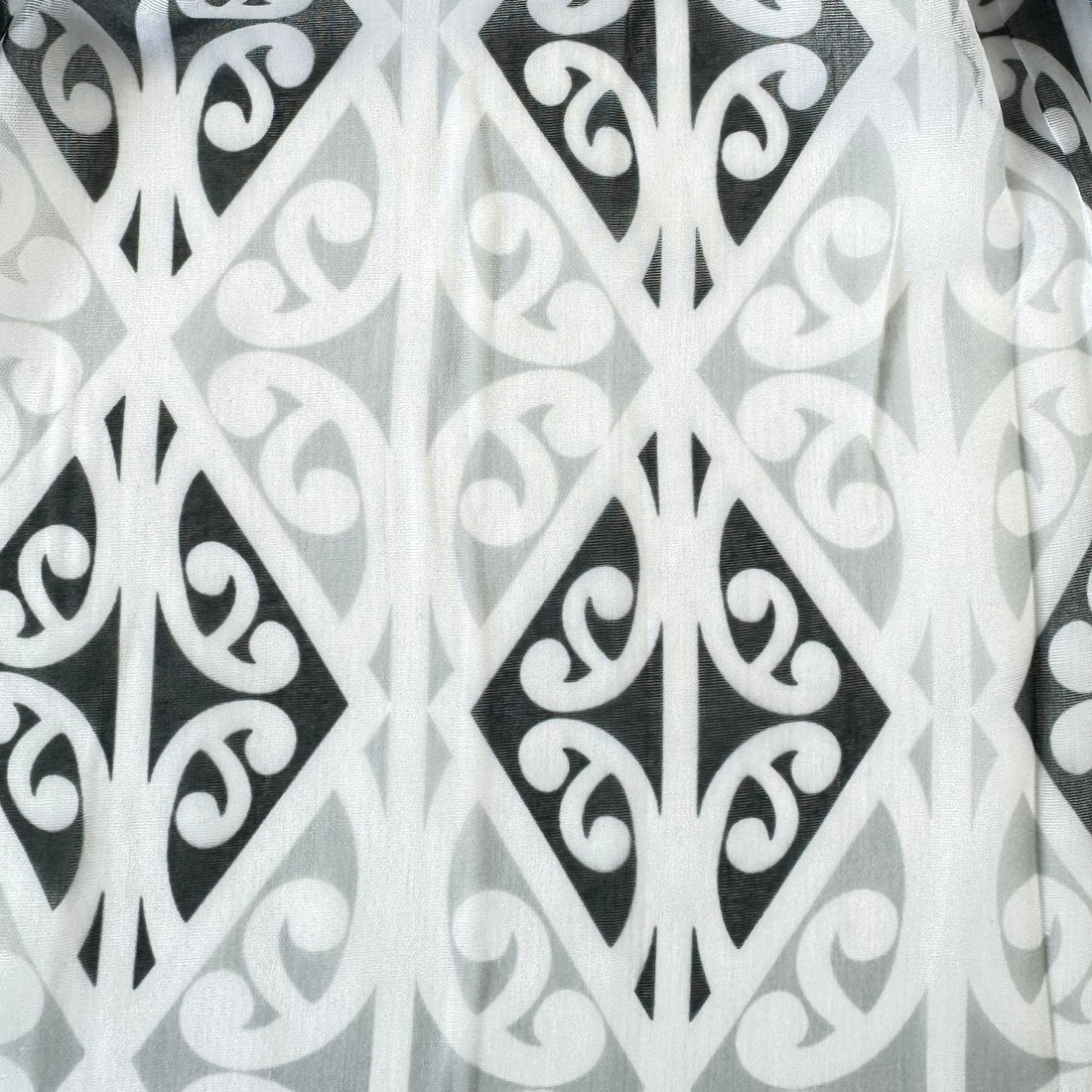 Grey White and Black Māori Kowhaiwhai Scarf - ShopNZ