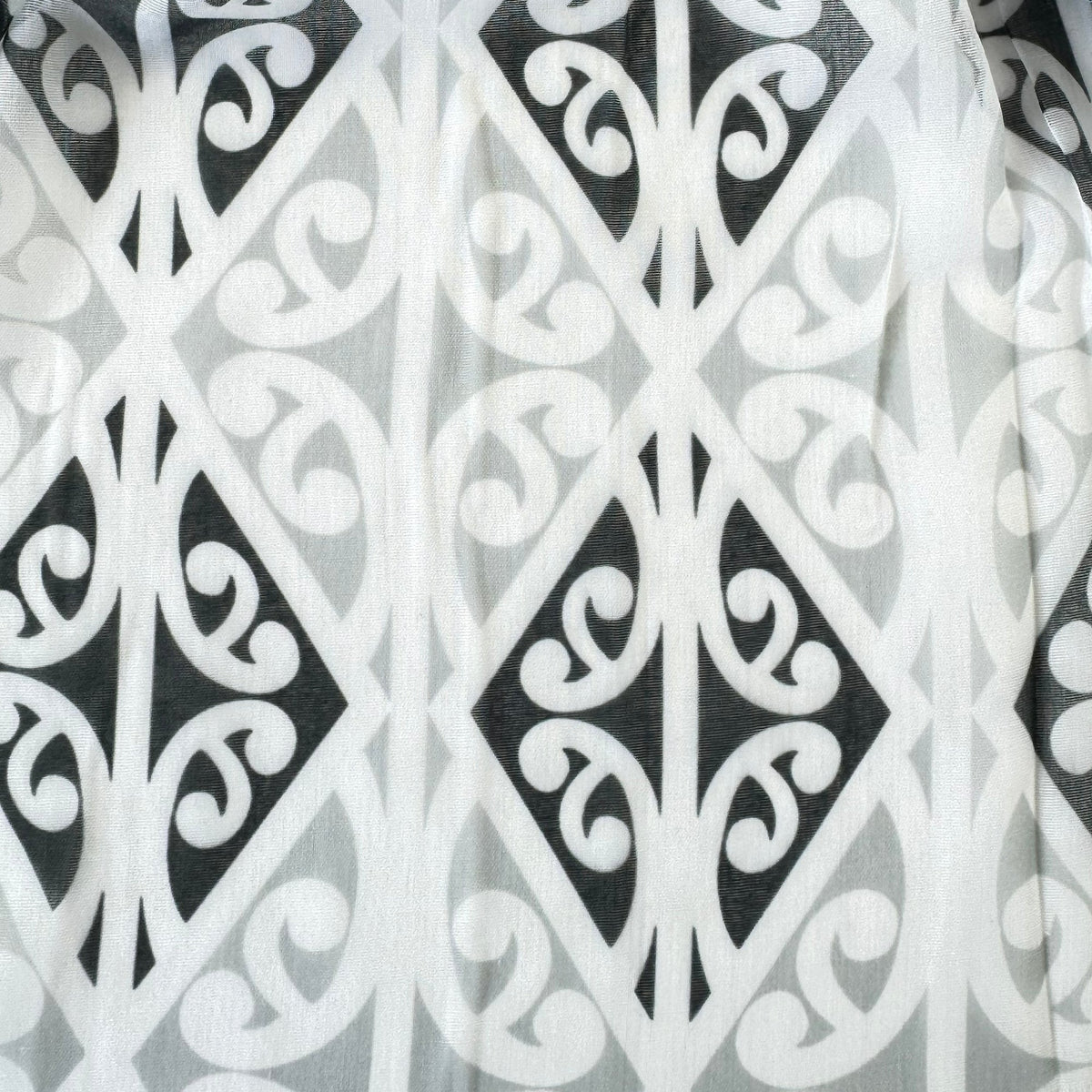 Grey White and Black Māori Kowhaiwhai Scarf - ShopNZ