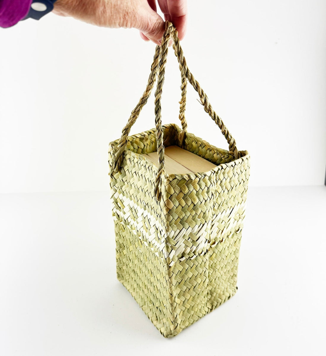 Half Wine Bottle Size Vietnamese Flax Bag - ShopNZ