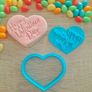 Happy Valentines Day Heart Cookie Cutter and Fondant Stamp - ShopNZ