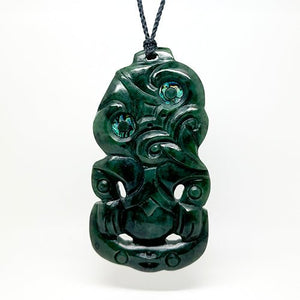 Huge 12cm Genuine NZ Greenstone Tiki Necklace - ShopNZ