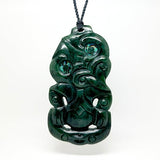 Huge 12cm Genuine NZ Greenstone Tiki Necklace - ShopNZ
