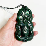 Huge 12cm Genuine NZ Greenstone Tiki Necklace - ShopNZ