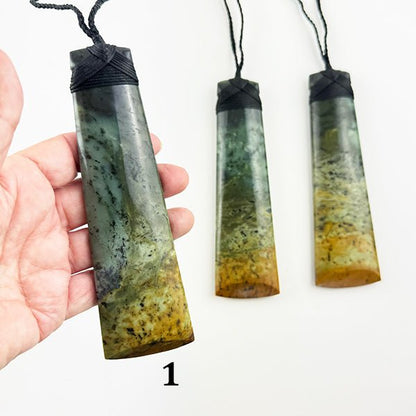 Huge 15cm Marsden Flower Jade Greenstone Māori Toki Necklace - Putiputi Pounamu - ShopNZ