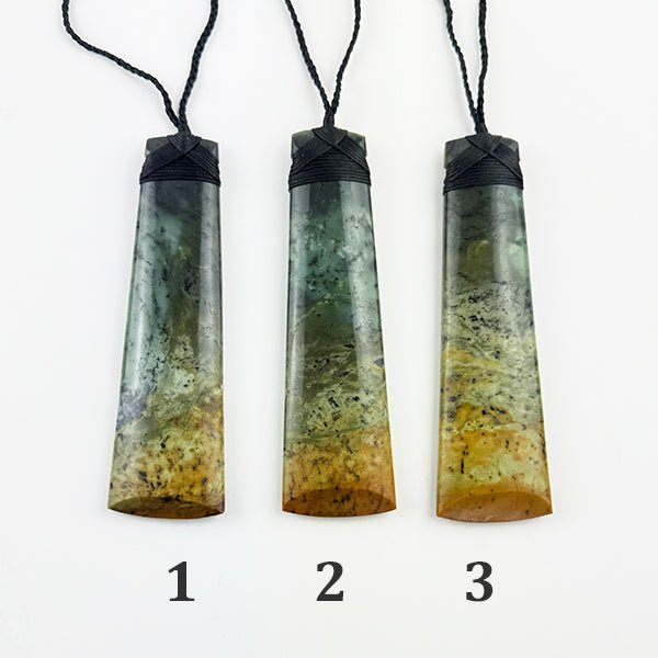 Huge 15cm Marsden Flower Jade Greenstone Māori Toki Necklace - Putiputi Pounamu - ShopNZ