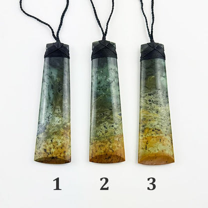Huge 15cm Marsden Flower Jade Greenstone Māori Toki Necklace - Putiputi Pounamu - ShopNZ