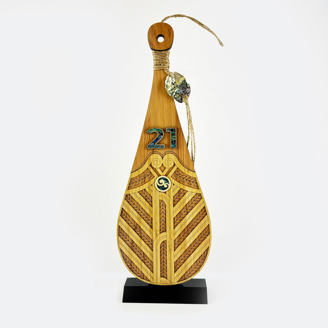 Intricately Detailed 21st Birthday Māori Patu on Engravable Stand - ShopNZ