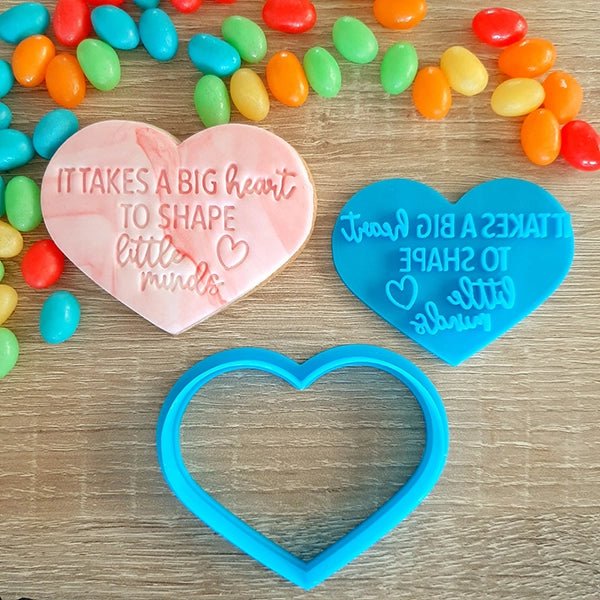 It Takes a Big Heart Teacher Tribute Cookie Cutter and Fondant Stamp - ShopNZ
