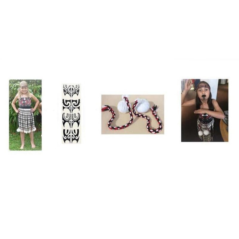 Kapa Haka Girls Costume Set with Poi and Tattoo - ShopNZ