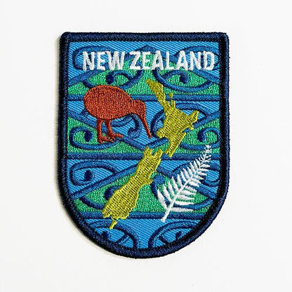 Kiwi Bird NZ Map Silver Fern Koru Iron On Patch - ShopNZ