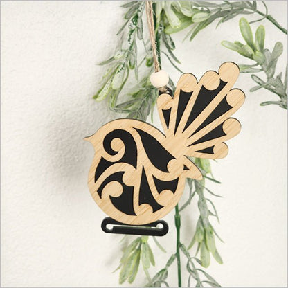 Koru NZ Fantail Bird Christmas Ornament - ShopNZ