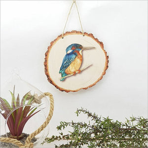 Kotare Kingfisher Wood Slice Inspired Wall Art - ShopNZ
